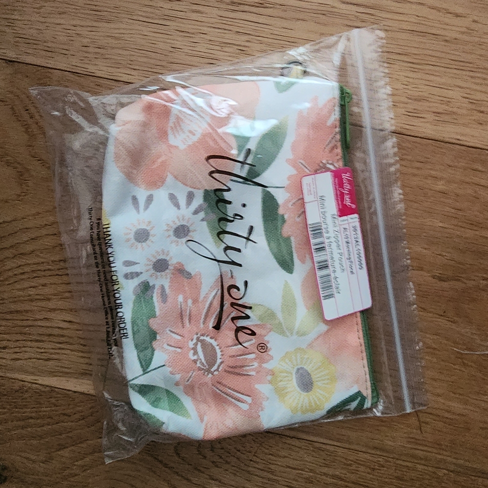 Thirty-One Morning Floral Mini Zipper Pouch